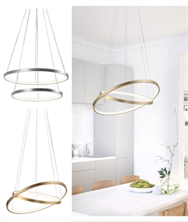 Double Ring LED Pendant Light - Silver or Gold