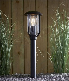 Contemporary Mini Post Light for Garden Paths and Flowerbeds - Textured Black Paint