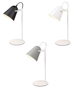 White Adjustable Table Lamp with Coloured Shade