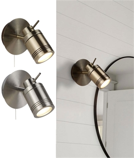 Satin Brass Adjustable Bathroom Spotlight with Pullcord