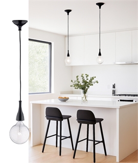 Minimal Bare Bulb Pendant & Lamp - Minimal SP1 Black Pendant Light with Bulb