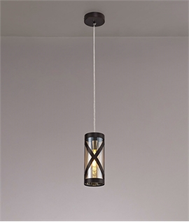 Single Oiled Bronze and Amber Glass Pendant