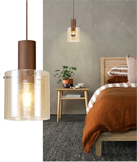Mocha Single Pendant with Amber Glass Shade 