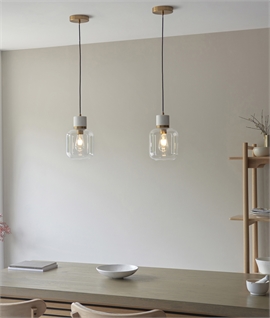 Clear Glass & Brass Pendant with Decorative Lampholder