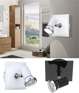 Bathroom Spotlight for Walls or Ceilings - White or Black Glass 