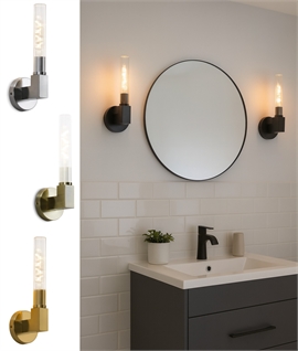 Single Ribbed Glass Wall Light - IP44 Rated