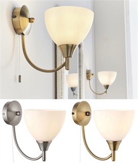 Switched Single Arm Wall Light With Opal Glass Shade
