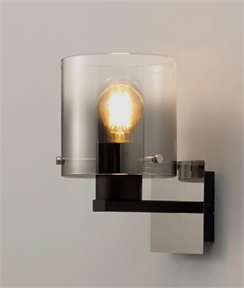 Single Black-Smoke Fade Glass Switched Wall Light