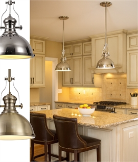 Traditional Dome Pendant Light with Stirrup Detailing 