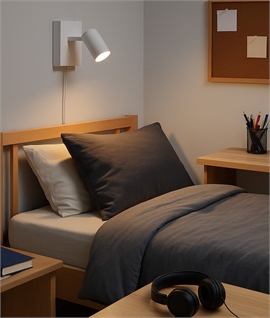 White Single Adjustable Spotlight for Walls with UK Plug