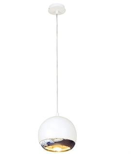 Single White Modern Eyeball Light Pendant with White Flex