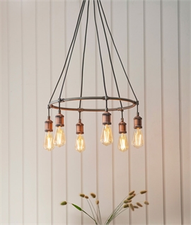 6 Light Round Hanging Industrial Ceiling Light