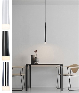 Long Drop Fluted Single Pendant - Black, White or Chrome