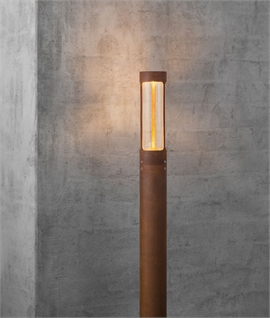 Corten Finish Slim Exterior Garden & Pathway Bollard Height 80cm