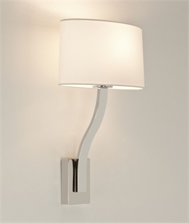 Slim Bedside Wall Light in Polished Chrome with Large Opal Glass Shade - touch dimming