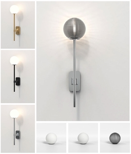 Tall Slim Wall Light with Globe Shade - IP44 Rated