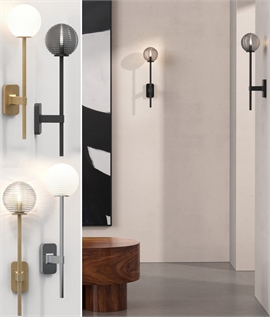 Slim Design Wall Light with Globe Shade - IP44 Rated