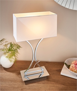 Slimline Chrome Table Lamp & Fabric Shade