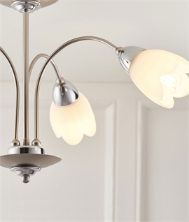 3 Light Semi Flush Ceiling Pendant With Petal Shades