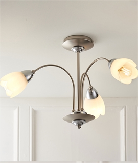 3 Light Semi Flush Ceiling Pendant With Petal Shades