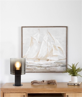 Black-Smoke Fade Glass Minimal Table Lamp