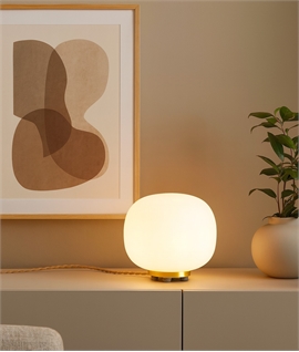 Oval Ball & Gold Table Lamp - Frosted White Glass Globe - 2 Sizes