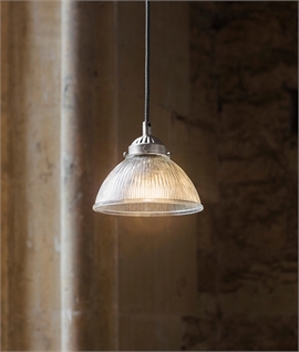 La Parisienne Ribbed Glass Pendant Light in Satin Nickel