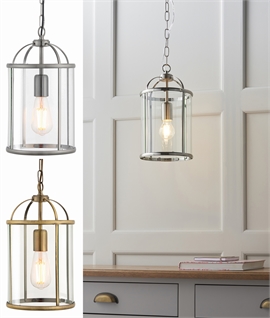 Round Cage Lantern Pendant for Hallways & Covered Porches