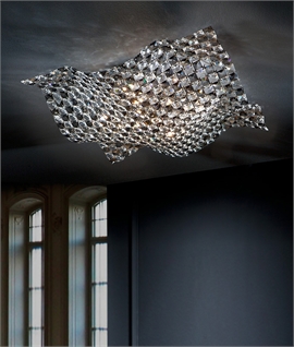 Flush Mounted Clear and Smoke Crystal Ceiling Light