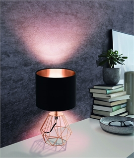 Table Lamp with Hexagonal Open Base - Fabric Shade 305mm 