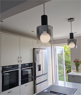 Black and Smoke Coloured Glass Single Pendant 