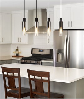 Linear 4 Flex Pendant with Black-Smoke Fade Glass Shades