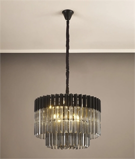 Two-Tier Black & Smoke Sculptured Glass Chandelier - Dia 600mm