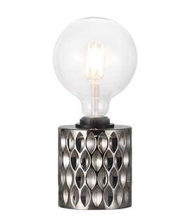 Smoke Etched Glass Bare Bulb Table Lamp