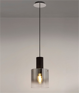 Black and Ombre Smoked Glass Cylindrical Shade Pendant