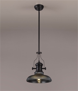 Black Finish Pendant with 30cm Round Glass Shade