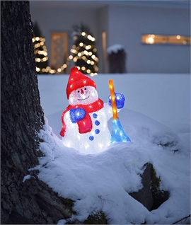 Festive Exterior LED Snowman with Broom