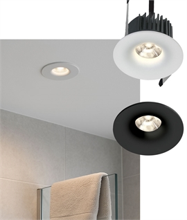 IP65 COB LED Bathroom Downlight 80mm - Low Glare, White or Black Bezel