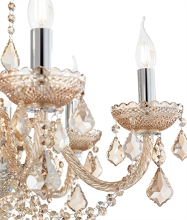 Rose Coloured Crystal Chandelier - 8 Arm