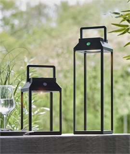 Solar Powered Black Frame Lantern - Table or Floor Light