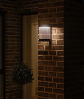 Black PIR Solar Powered Exterior Wall Light - IP44