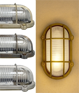 Solid Brass Base Flush Bulkhead - Ribbed Glass IP64 Rated