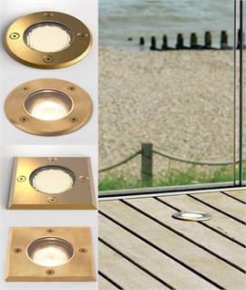 Bevelled Edge Solid Brass Low-Glare-Ground Uplight - Designed for Coastal Areas