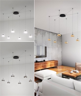 Modern 6-Light Spider Pendant with Glass Shades - LED & Dimmable