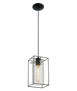Modern Box Lantern with Cylinder Glass Shade
