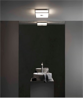 Opal Glass Square Ceiling Light in Art Deco Style - IP44