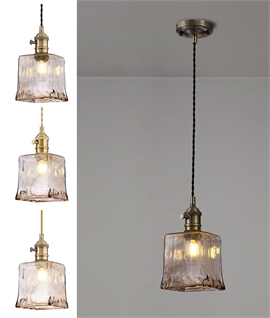 Brown Square Glass Single Pendant - 3 Options