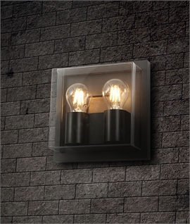 Square Exterior IP65 Anthracite & Clear Casing Light - 22cm