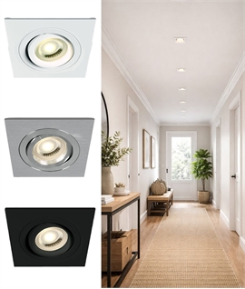 Square Recessed Adjustable Mains Spotlight - 3 Finishes