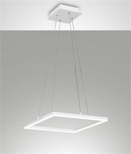 Square Wire-Suspended LED Suspension Pendant Light – White, Modern Dimmable Design